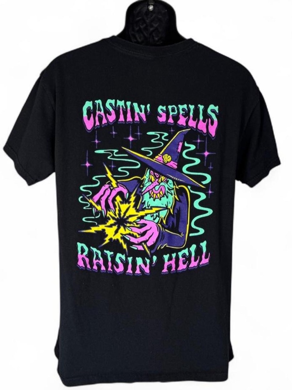 Wizard of Barge Castin’ Spells Raisin' Hell Graphic Tee Black Men’s Size Large